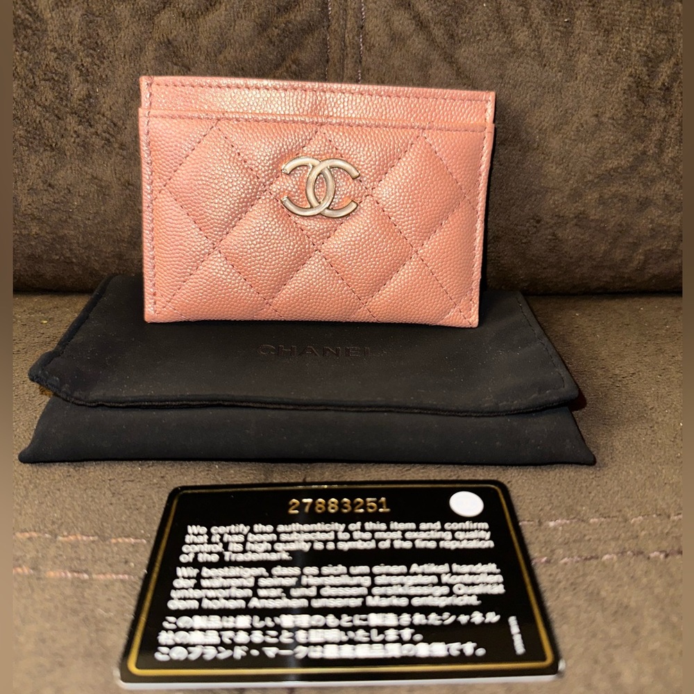 SOLD Authentic Chanel 19s Iridescent Pink Flat Card Holder